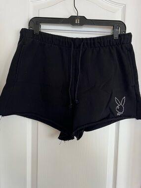 PLAYBOY Black Rhinestone Bunny Athletic Lounge Shorts